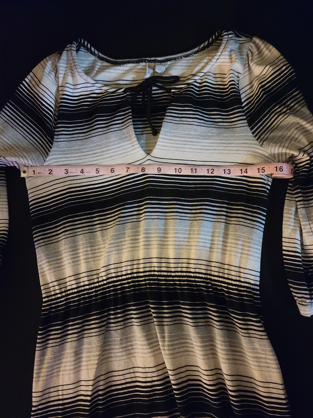 Old Navy Black and White Striped Midi Dress with Tie Neck - Picture 7 of 11